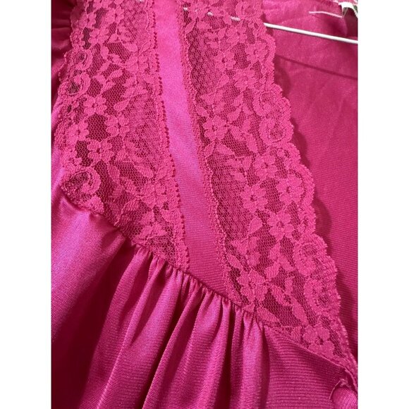 Vintage Vandemere Pink Lacy Housecoat Nightgown Robe Large Silky Liquid Mid - Picture 6 of 9